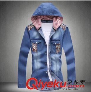 長袖 襯衫 批發男士爆款時尚韓版修身撞色連帽牛仔布襯衫 襯衣廠家直銷圖片|長袖 襯衫 批發男士爆款時尚韓版修身撞色連帽牛仔布襯衫 襯衣廠家直銷產品圖片由深圳市南山區歐芭服飾商行公司生產提供-