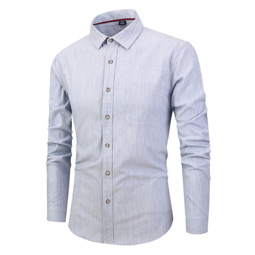 湯河之家 男裝秋冬男士襯衫新款全棉色紡格子韓版修身休閑長(zhǎng)袖襯衫男b