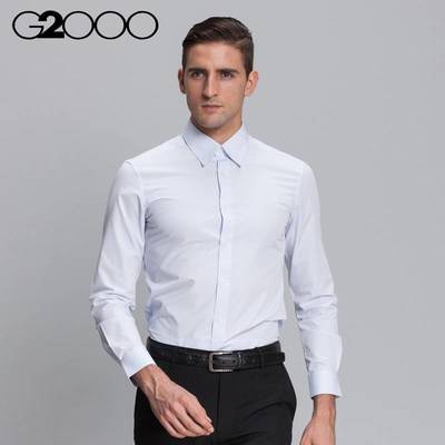 G2000男裝方領(lǐng)純棉男士長(zhǎng)袖襯衫商務(wù)正裝休閑百搭襯衣56040507 62淺藍(lán) 05 - 京東