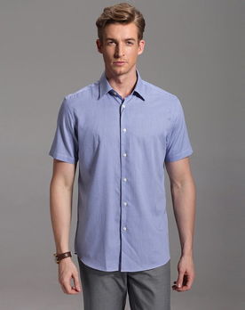 艾里托純棉商務休閑藍色條紋短袖襯衫評測 一件值得入手的夏季通勤單品